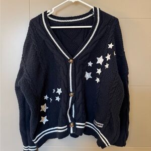 Navy Cardigan with White Star Accents